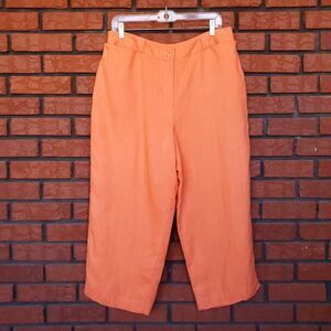 Vintage Talbots 100% Irish Linen Wide Leg Crop Pants Sz 16 Orange Lined 32 x 23